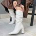 Bota Feminina Salto Grosso  Cano Médio Off White - Bota  