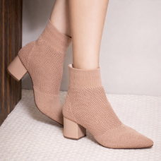 Bota Feminina Kinit Meia Nude Mariotta - Bota  