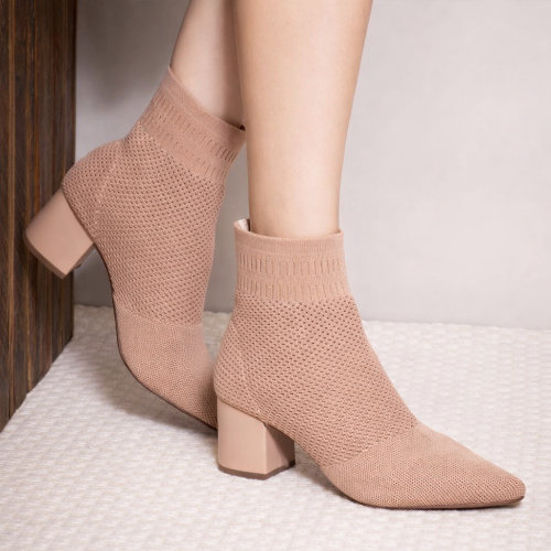 Bota Feminina Kinit Meia Nude Mariotta Bota Feminina Kinit Meia Nude Mariotta - Bota