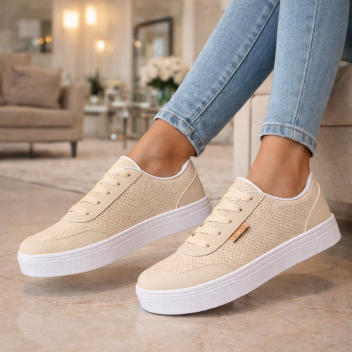 Tênis Casual Feminino Creme - Tênis 
