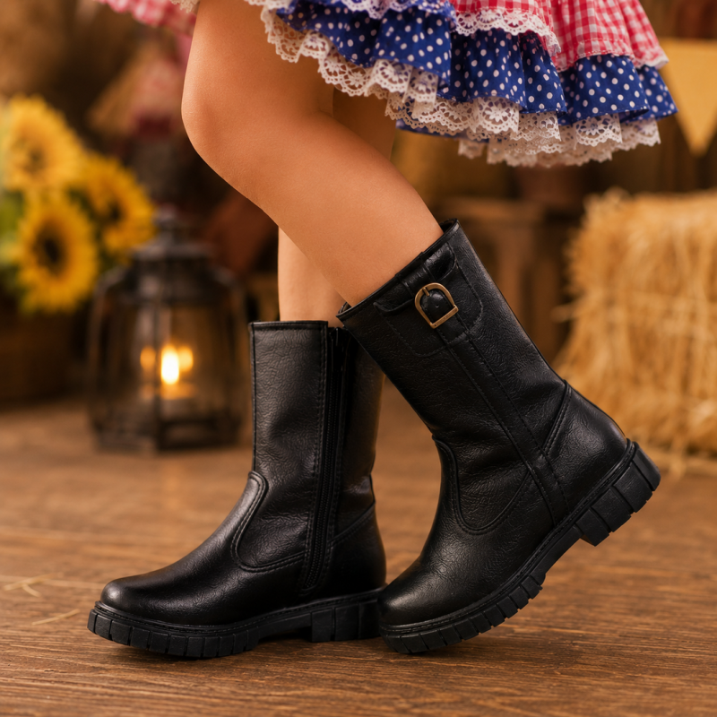 Bota Infantil Cano Longo Preta - Bota Infantil 