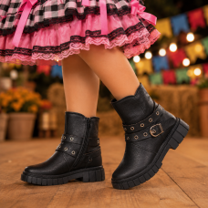 Bota Infantil Fivela Preta